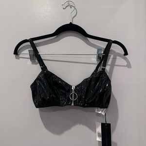 Leather Zip-Up Crop Top